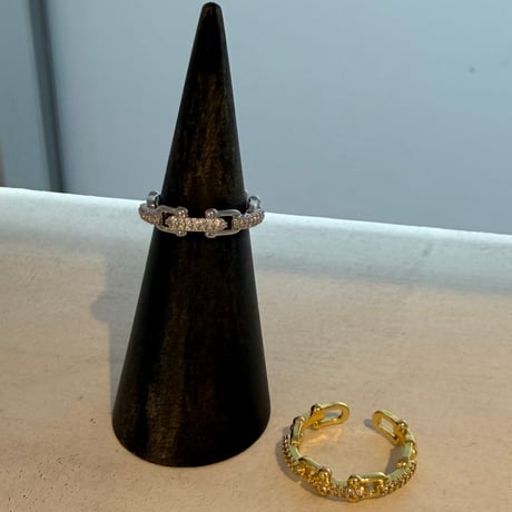 2606RG0804 / Shine Splice Geometric Hollow Chain ring（Gold）