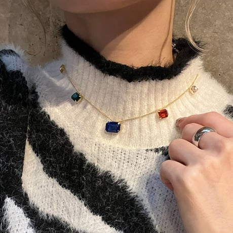 Bijous stone  Necklace（Gold）/ 2110-NC114