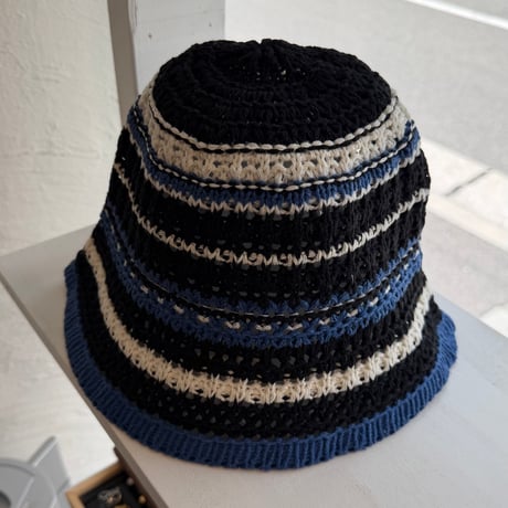 2411KC130002BB(S) / Border crochet Hat（Black）