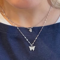 2503NC0333 / Layered butterfly motif necklace（Silver)