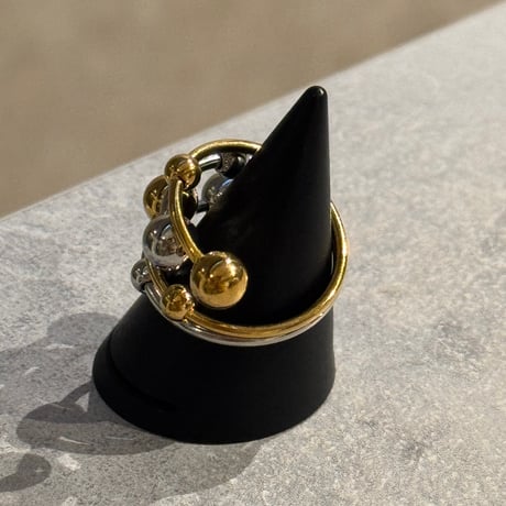 2602RG0748  /   double color  ball ring（Silver/Gold）