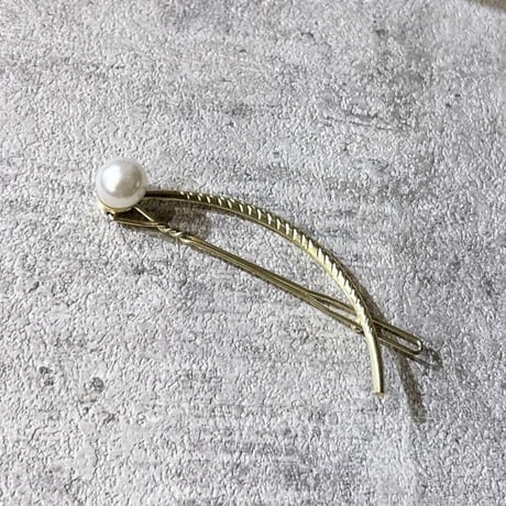 Metal curve pearl Hair clip（Pearl）/ HA-082