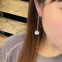 Line Ball drop Chain Clip Earrings（Silver） /  2112_ER093