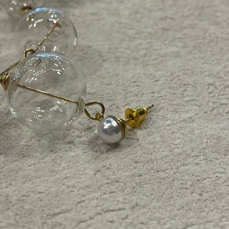 2404PR0707 / bubble ball asymmetrlong pierce （Gold）