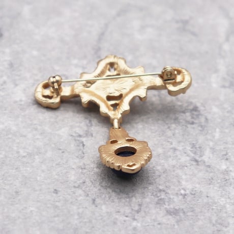 Vintage Rhinestones Pearl Brooch（GOLD） / OT-004