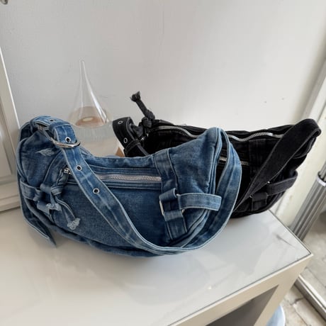 2604BG051(S) / Denim Shoulder Bag (Black)