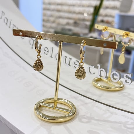 Drop coin Hoop Pierce（Gold） /  2208_PR0502