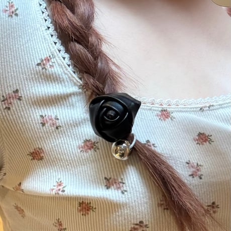 2409HA0080 / Rose motif Hair tie（Black）