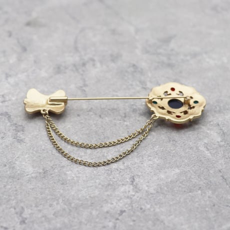 Vintage Color Crystal Rhinestones Brooch（GOLD） / OT-007