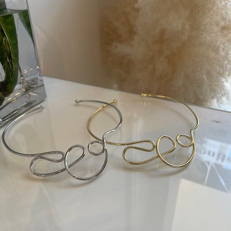 2310NC0207 / Bib Collar curve Metal Chokers（gold）