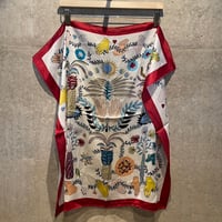 2505GS042(S) / Satin Scarf（White/Red）