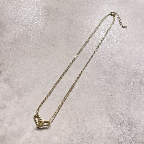 U type double chain necklace （Gold）/ 2210_NC0163