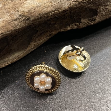 Pearl Flower Button Earring（Gold/Pearl）／2212_ER0127