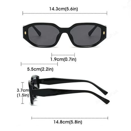 【 Select 】Retro Rivet Sunglasses (Black/Orange）