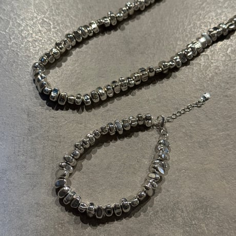 2505BR0086 / Metal beads chain  bracelet（silver）