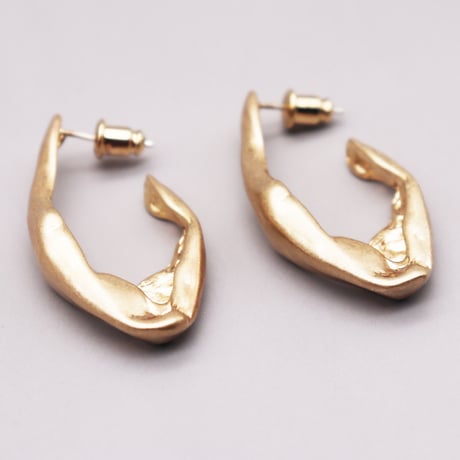 Vintage Oval Shape Open Hoop Pierce（Gold） / 2109_PR0264