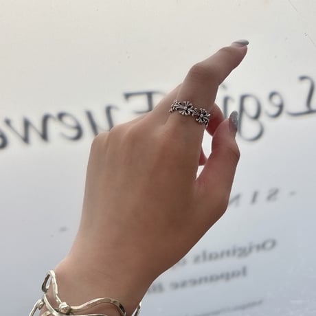 2606RG0807 / Vintage flare cross ring（Silver）