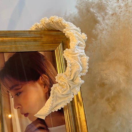2311HA0039 / Wave pearl line headband (White)