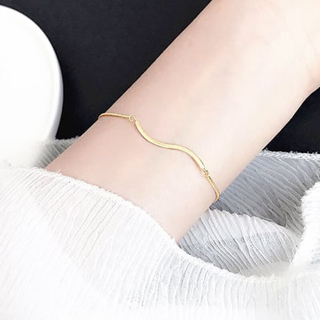 Wave Charm Chain Bracelet（Gold）/ 2109_BR100