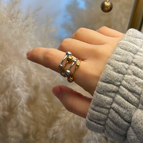 2602RG0748  /   double color  ball ring（Silver/Gold）