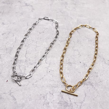 Mantel Alloy oblong Chain Necklace（Silver）/ NC-028