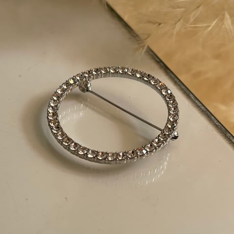 2403OT002 / Circle stone brooch（Silver）