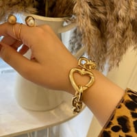 Metal Thick Chain Heart Bracelet（Gold）/ 2110_BR117