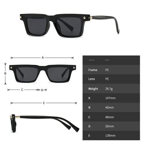 【 Select 】Vintage Square Gradient High Quality Sunglasses (Black/Navy)