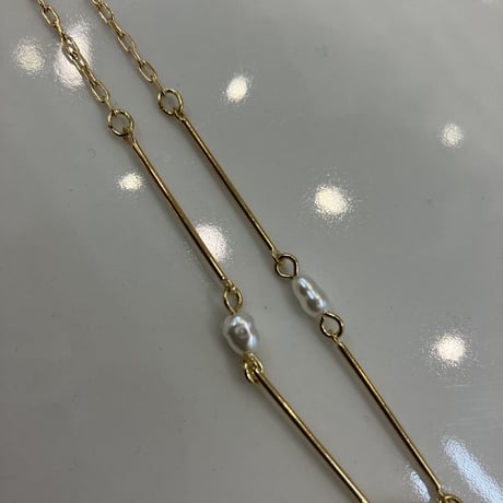 Barropue pearl bar chain Necklace (Gold) / 2212_NC0177