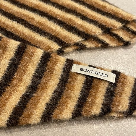 2601GS061(S) / Border Knit triangle scarf（Brown）
