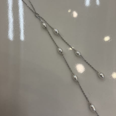 Twig pearl  chain Necklace (Silver) 2212_NC0178