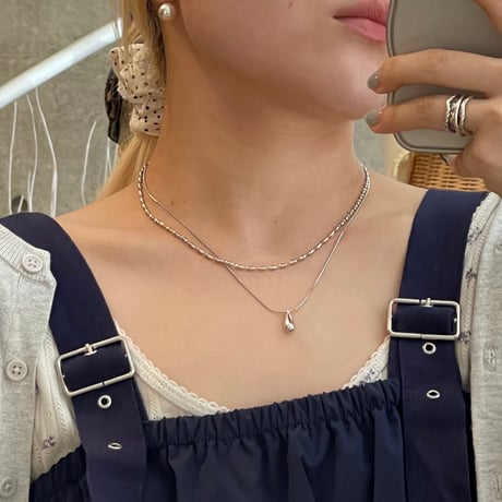 2508NC0353 /  Drop layered Necklace（Silver）