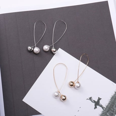 Metal Cross Pearl Pierce （Gold）  / 2106-PR0157