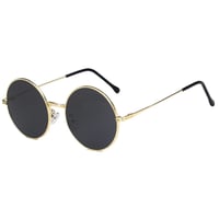 【 Select 】Retro Metal Frame Over Circle Sunglasses (Gold×Smoke)