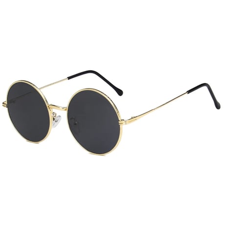 【 Select 】Retro Metal Frame Over Circle Sunglasses (Gold×Smoke)