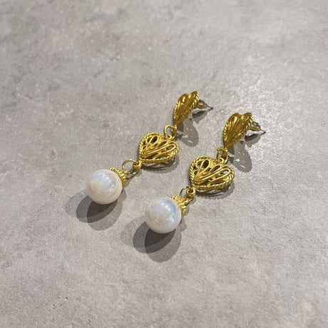 2304PR0560 / Heart connect Pearl Pierce（Gold）