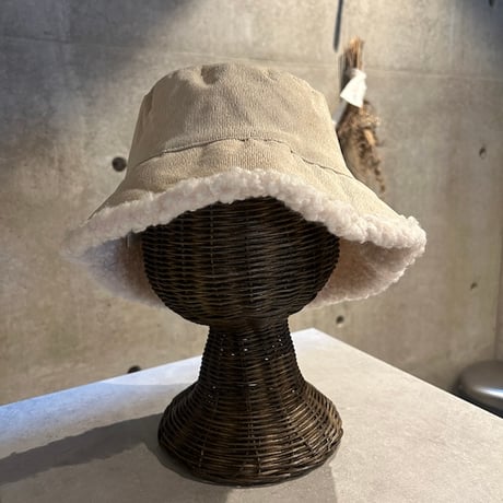 2409HW0053(S)/ Corduroy×Boa Reversible Hat（Ivory）