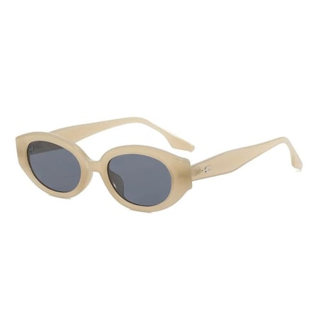 【 Select 】Vintage Retro Oval Design Sunglasses (Jerry Cream/Gray)