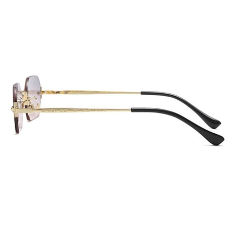 【 Select 】Gothic Rimless Sunglasses (Gold/Grey Pink)