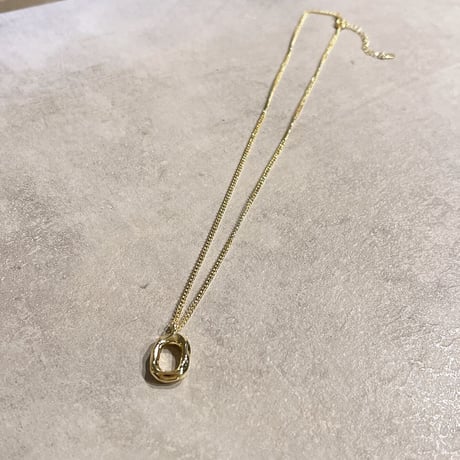 2303NC0181 / Craft Oval circle necklace（Gold）
