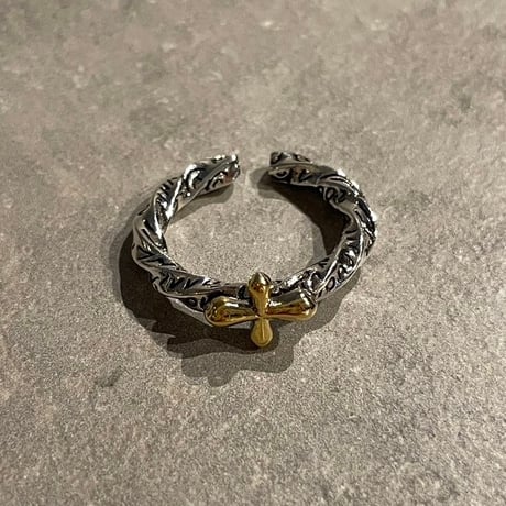 2409RG0513 / Twist lettering gold point ring（Silver）