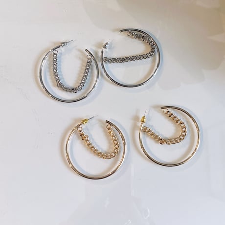 2202_PR0439 / Chain ×hoop pierce（Gold）