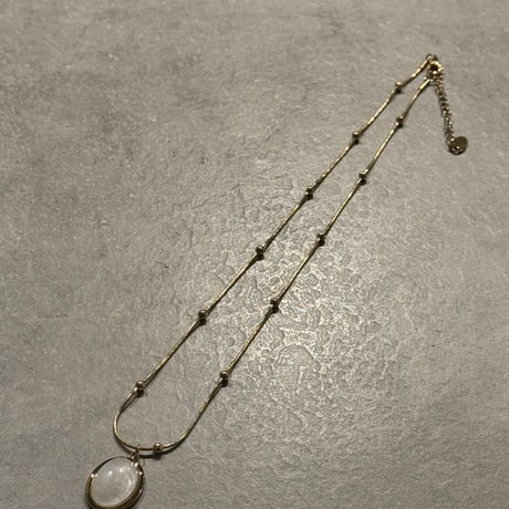 2503NC0321／oval stone  ball chain Necklace（Gold/white）