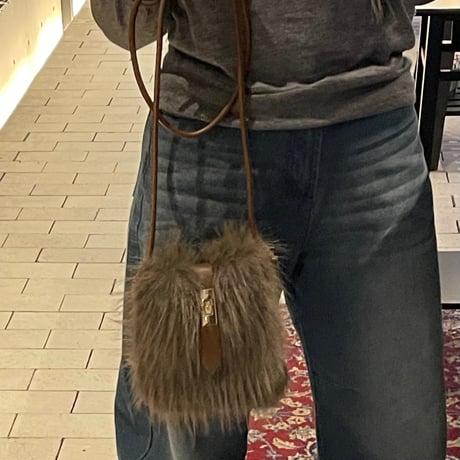 2512BG046(S) / Fake fur Mini Shoulder Bag (Brown Mix)