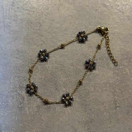 2505BR0087/ Gray beads bracelet（Gold）