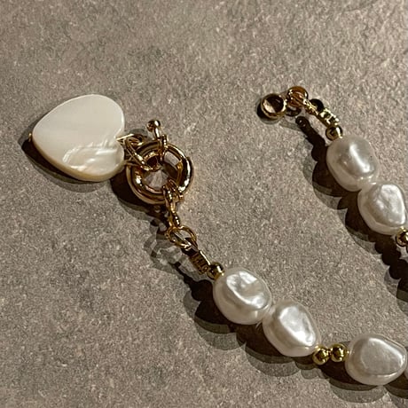 2411NC0268 / Shell heart pearl Necklace（Pearl）