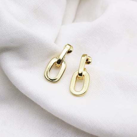 Oval Double Link Geometric Pierce（Gold）/ 2110_PR0313