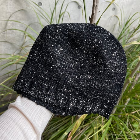 2409HW0047(S)/ Spangle knit cap（Black）