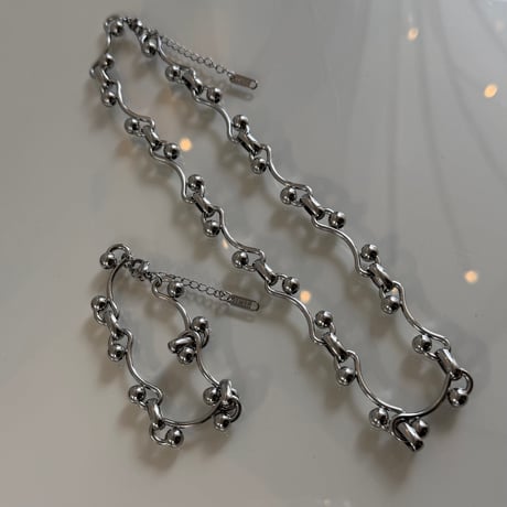 2603NC0381 / Ball curve chain Necklace（Silver）