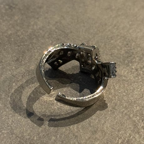 2506RG0664 / square  stone line ring #Small（Silver）